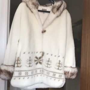 Cold Water Creek Faux Fur Coat 